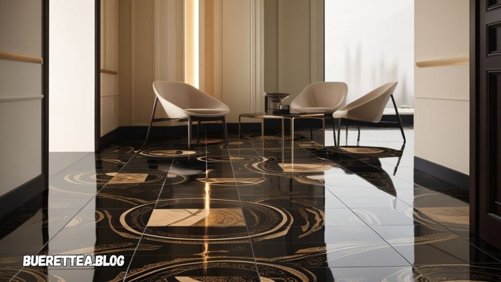 black and gold kavala tile flooring