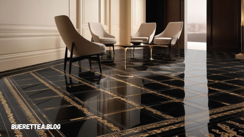 black and gold kavala tile flooring