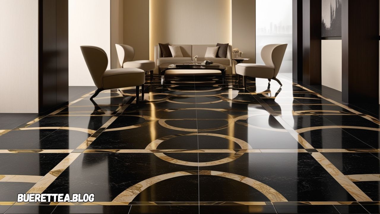 black and gold kavala tile flooring